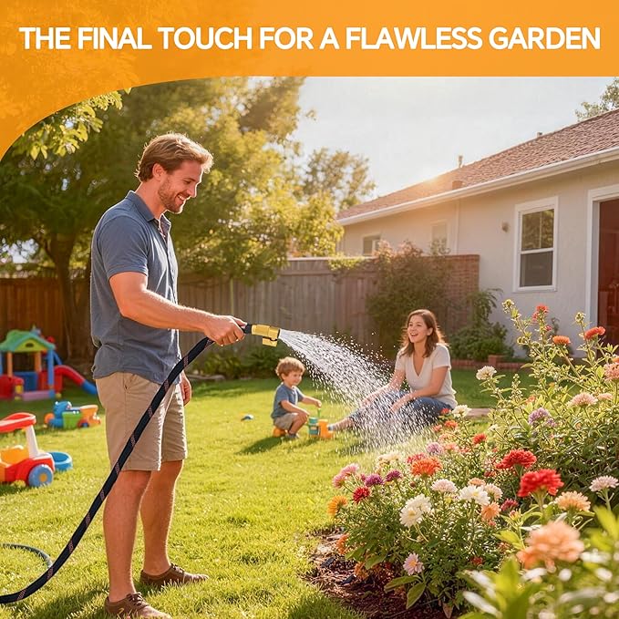 Garden Hose 50ft - Non-Expandable, Flexible, Kink-Free - 3/4'' Fitting High-Pressure & Lightweight Garden Water Hose with Burst Resistance - All-Weather Use for Gardens, Car Washing & Pet Care