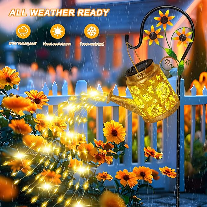 ostritec Solar Solar Lanterns Garden Decor Sunflower Lights, Large Hanging Lantern with Shepherd Hook, Waterproof Outdoor Decor for Landscape Pathway Yard, Gifts for Mom Women Mothers Day