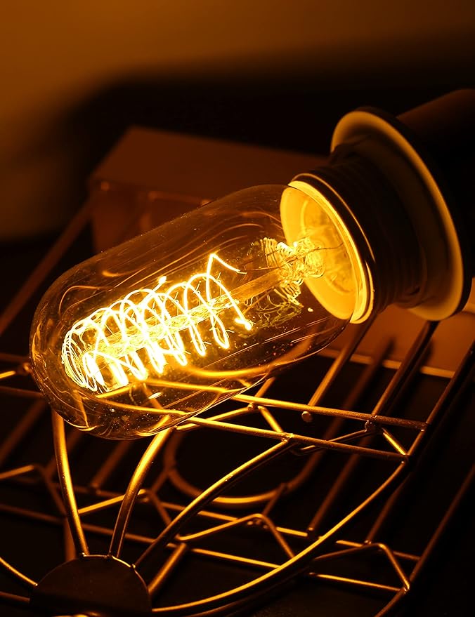 DORESshop Edison Bulbs, Vintage Edison Light Bulbs 40 Watt, T45, 110-130 Volts, E26/E27 Base Incandescent Dimmable Decorative Antique Filament Light Bulbs, Amber Glass, Warm White, 4 Pack