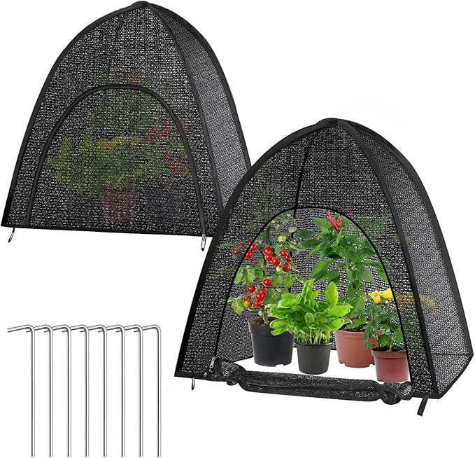 2 Pack Plant Shade Tent, Plant Shades for Outdoor Plants, UV Resisitant 50% Sunblock Shade for Plants Sun Protection, Plant Shade Cover for Flower Potted Plants (28x28x33Inch)