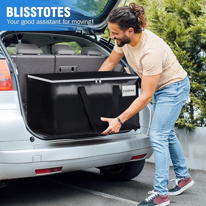 Heavy Duty Moving Bags, Extra Large Storage Bags, 76L, 10-Pack, Black