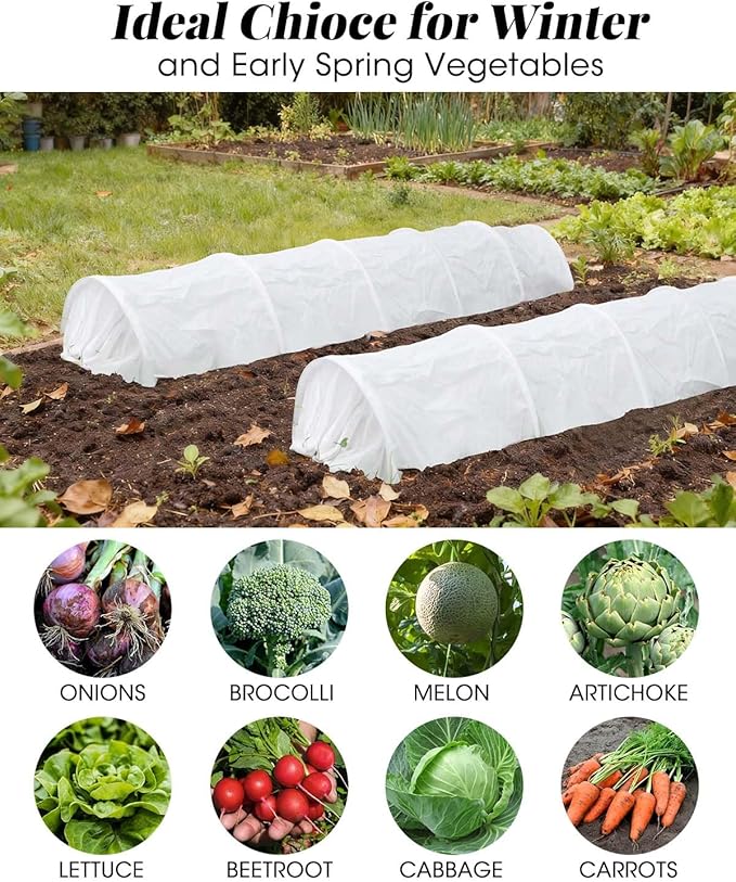 2-Pack Mini Greenhouse Tunnel, 2PCS 2 in 1 Green Houses for Outside Garden Cloches Cover, Garden Cloches for Plants Outdoor, Green House Kits to Build for Outside Winter (Frost Cloths，2PCS)