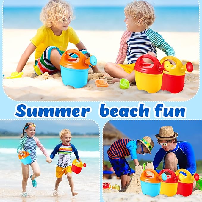 Lenwen 6 Packs Plastic Watering Can for Kids Garden Equipment Toy Watering Pail for Girls and Boys Plant Watering Can Bath Garden Toys Gardening Beach Tools (3 Colors)