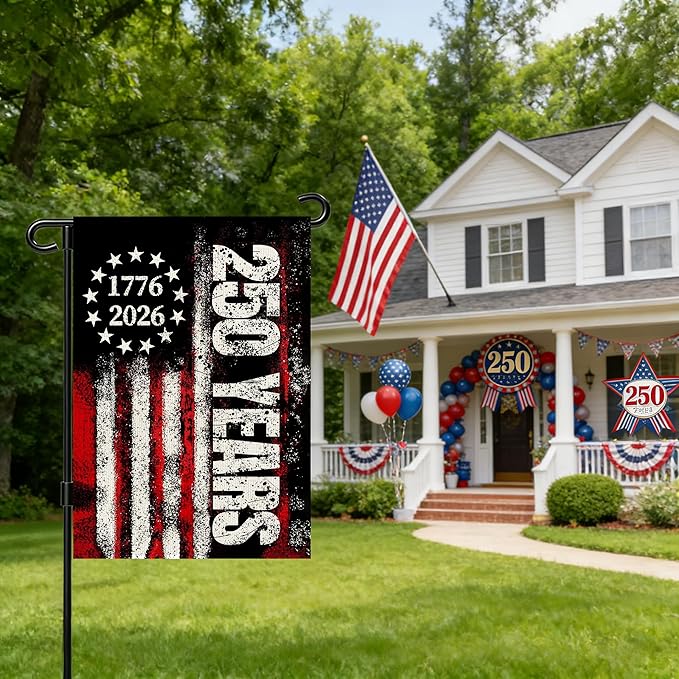 250 Anniversary Usa Garden Flags for Outside,250 Anniversary USA Flag 1776-2026 Semiquincentennial Commemorative Patriotic Yard Sign 4th of July Decorations 250 Year of Freedom Banner Double-Sided Waterproof Garden Flag with Stars Stripes 250 Year Amer...