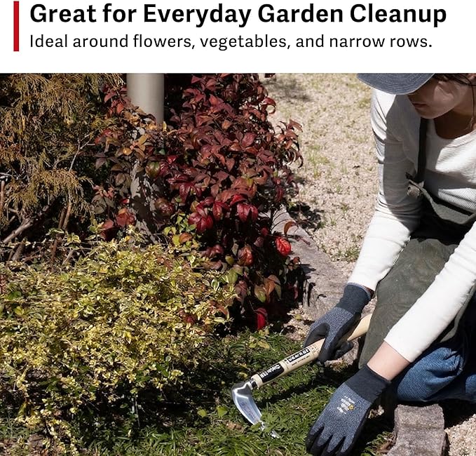 Japanese Stainless Weeding Sickle, HONEN Molybdenum Steel Garden Tool for Weed Removal, Scraping and Rust Resistant Outdoor Use