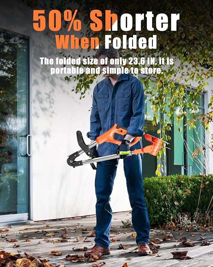 21V Cordless Weed Wacker, Lightweight 3-in-1 Grass Trimmer/Brush Cutter/Edger, Battery Powered Weed Eater with 2×2.0Ah Batteries, Foldable Electric Lawn Mower, 2 Types Blade & Wheels for Garden Yard