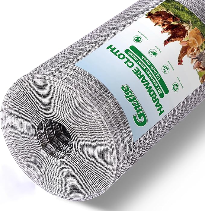 Hardware Cloth 1/4 inch 23 Gauge Small Size 304 Stainless Steel mesh Chicken Welded Wire Fencing Wire Mesh Roll Fencing Garden Fence Squirrel Tunnel Network 12in×33ft