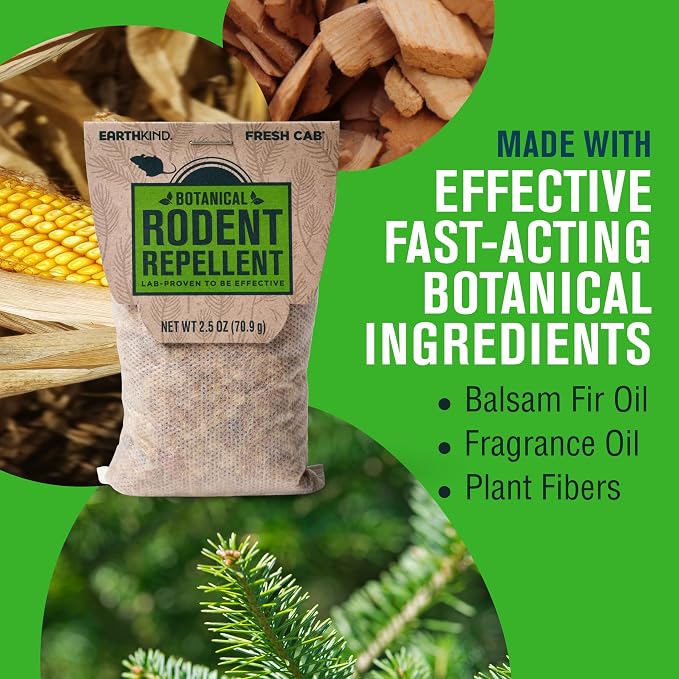 EarthKind Fresh Cab Rodent Repellent & Pouch Pod - Botanical Rodent & Mouse Repellent - Made with Plant Fibers & Essential Oils - New Packaging - 48-Pack, 1 Bucket