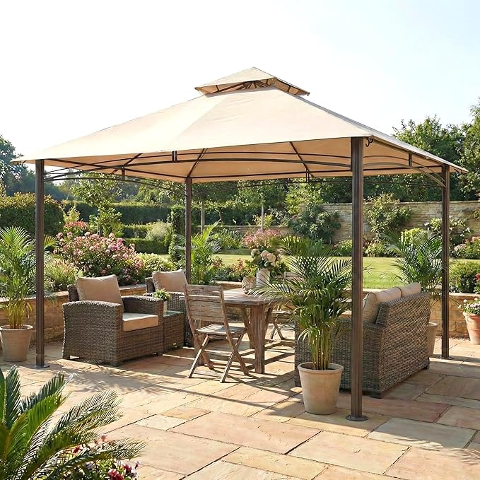 Garden Winds Durable Replacement Canopy Top Cover Compatible with The 5LGZ6526-V5 Waterford 13' x 10' Gazebo - Classic Sand, 350