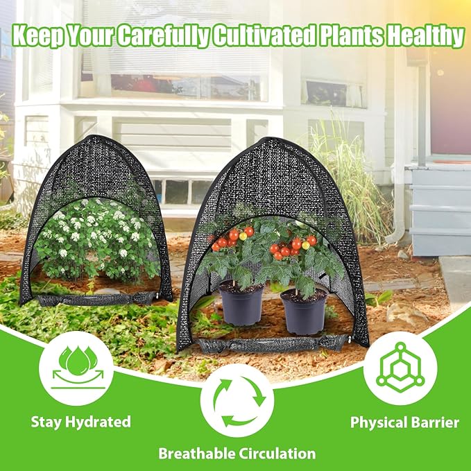 2 Pack Plant Shade Tent, Plant Shades for Outdoor Plants, UV Resisitant 50% Sunblock Shade for Plants Sun Protection, Plant Shade Cover for Flower Potted Plants (35x35x39Inch)