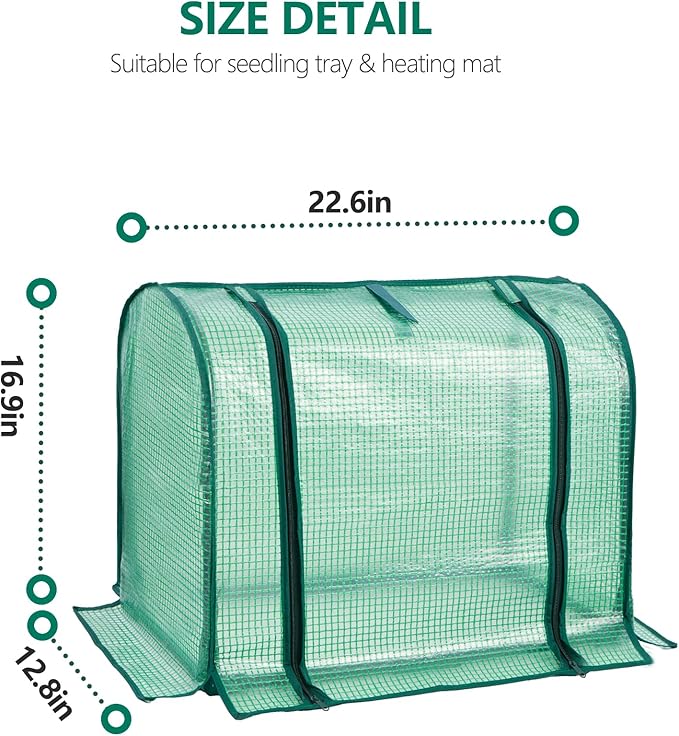 Mini Greenhouse Indoor, Tabletop Garden Nursery Plant Cover Tent Humidity Domes for Home Gardening Germination and Seedling Propagation, 23x12x16.5 Inches, Green Cover