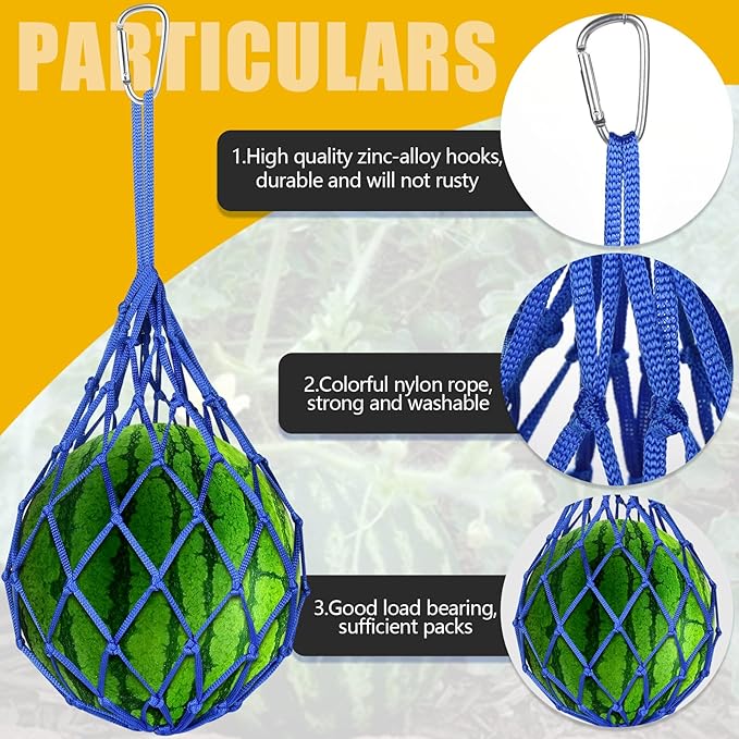 12 Pack Melon Hammocks Cradles, Melon Hammock for Trellis Heavy Duty Watermelon Nets with Hooks (Green)