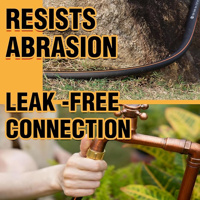 5/8 in. × 50 ft. High Flow Heavy Duty Garden Hose Flexible Hybrid Rubber Water Hose, No Memory Durable Premium Water Hose for Watering, Irrigation, Water Transfer Pump