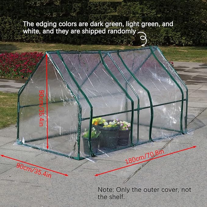 DULRLLY Outdoor Transparent PVC Hot House Cover, 71W X 36D X 36H Portable Tunnel Greenhouse, UV Protected Garden Green House for Herb Flower Vegetable Growing (NO Iron Frame)