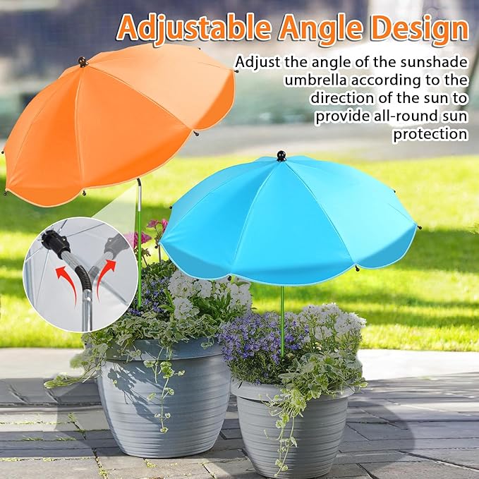 MJZ 4 Pack Large Plant Umbrellas for Outdoor Plants, 26" Garden Umbrella for Plants with Adjustable Angle, Plant Umbrella Provide Shade for Outdoor Plants Flower Pot Planting Beds