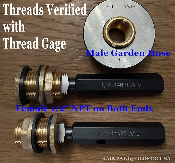 BBF020 LF Compliant Brass Bulkhead Tank Fitting (Double Female 1/2” NPT and Male 3/4" NH Garden Hose Threaded, 4 oz each) (2)