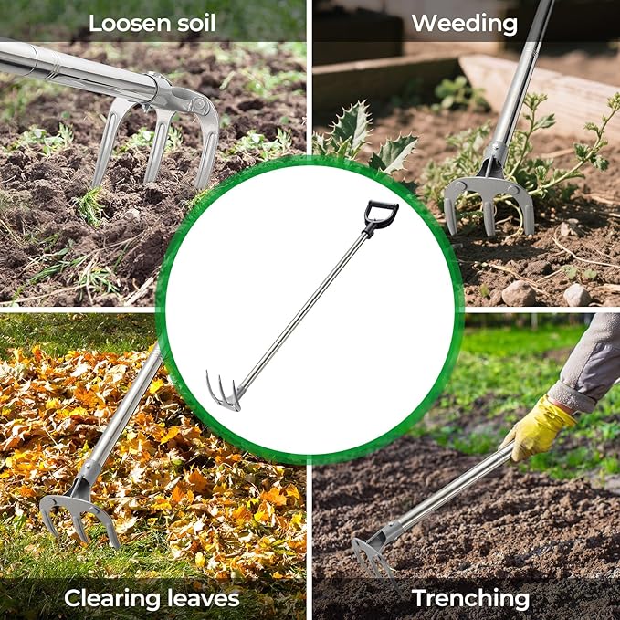 Professional Garden Hoe 63 Inch Long with Adjustable Long Handle - Heavy Duty Weeding & Cultivating Tool for Gardening, Lawn, and Yard Work