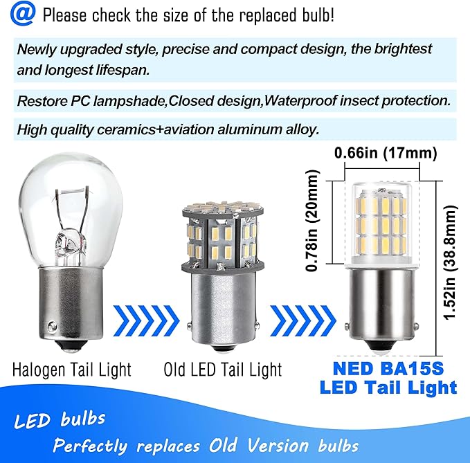 Heifymi 1156 1141 1003 7506 BA15S LED Bulb,12V-24V for RV Camper Interior Dome Exterior Porch Light Outdoor Landscape Lighting,Super White 6000K, 2 Pack