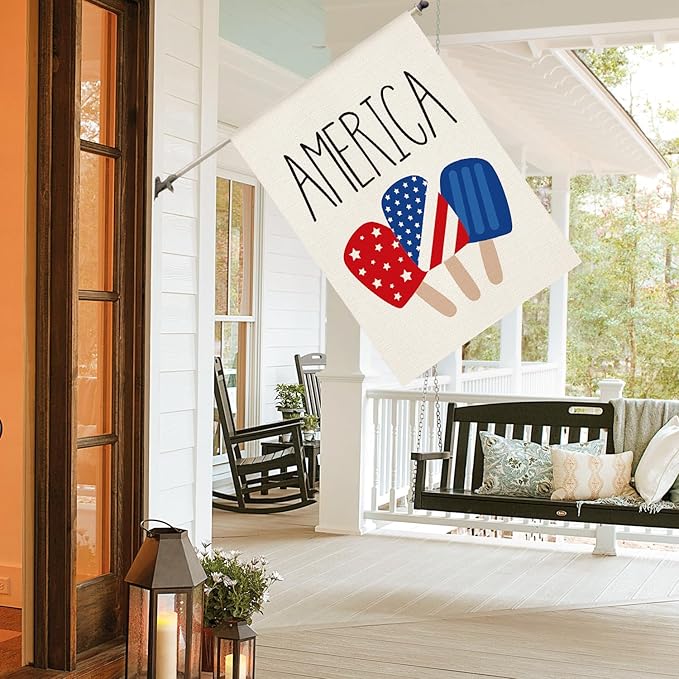 AVOIN colorlife American Stars and Stripes Popsicle House Flag Double Sided Outside, USA Patriotic 4th of July Independence Memorial Day Yard Outdoor Decoration 28 x 40 Inch