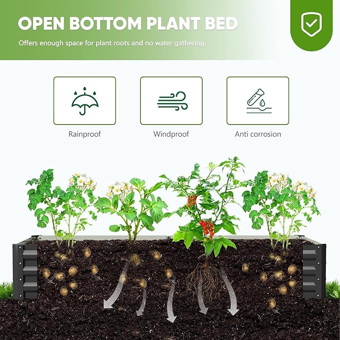 DoCred Crop Cage with Raised Garden Bed, 72.8" x 37.4" x 59" Plant Protection Tent Garden Cages with Window, 2 in 1 Galvanized Raised Garden Bed Kit and Mesh Cover for Garden, Yard, Lawn