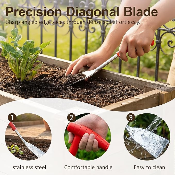 Garden Shovel Garden Hand Trowel, Multifunctional Flat Garden Trowel for Planting, Weeding, Transplanting, Digging, Remove Weeds and Roots, Small Weeding Tool for Gardening Hand Tool (1pcs)