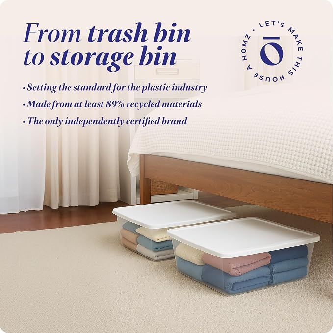 HOMZ Snaplock, Small Clear Plastic Storage Organizer Bins w/Lids, 4 Pack