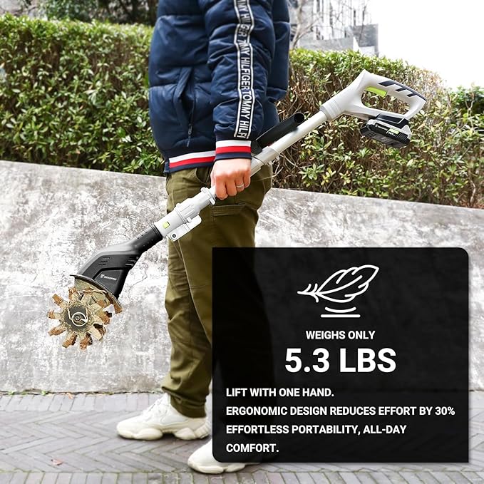 Cordless Electric Garden Tiller: DEKOPRO Power Cultivator for Effortless Soil Cultivation in Flower Beds, Vegetable Gardens, Lawns-Lightweight Lawn Yard Garden Tiller