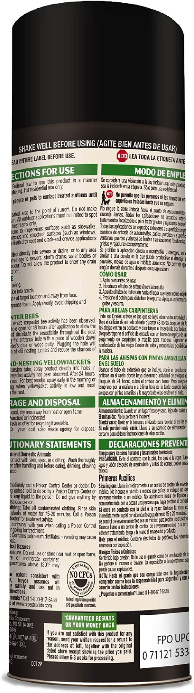 Spectracide Carpenter Bee And Ground-Nesting Yellowjacket Killer Foaming Aerosol 16 Ounces, Expands To Where Insects Live, 12 Pack