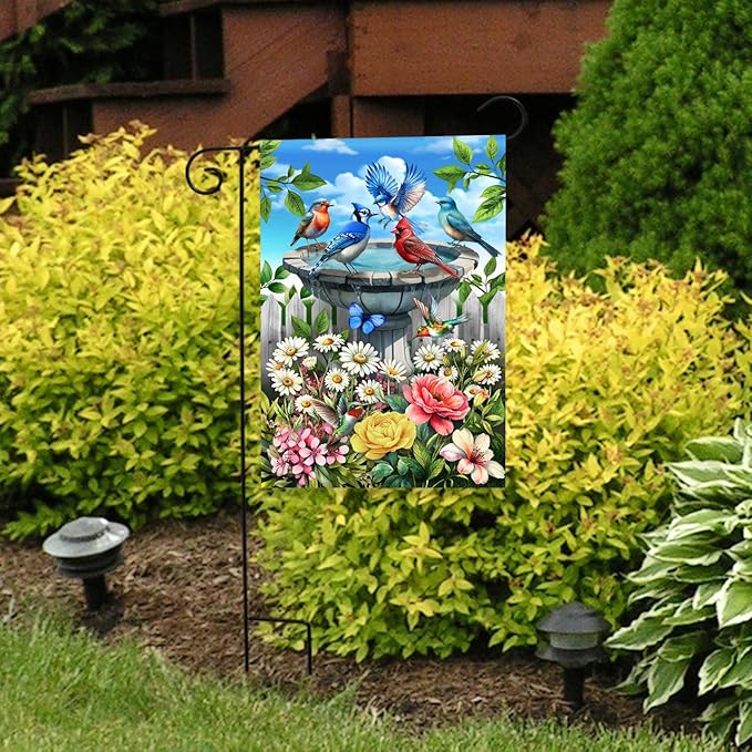 Briarwood Lane Backyard Birdbath Garden Flag