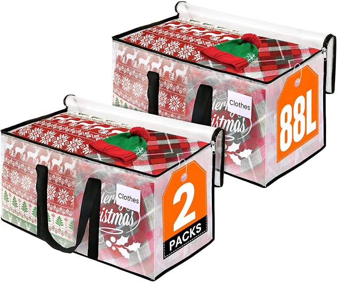RoomHacks Moving Bags, Heavy Duty Large Storage Bags, 88L, 2 Pack, Clear