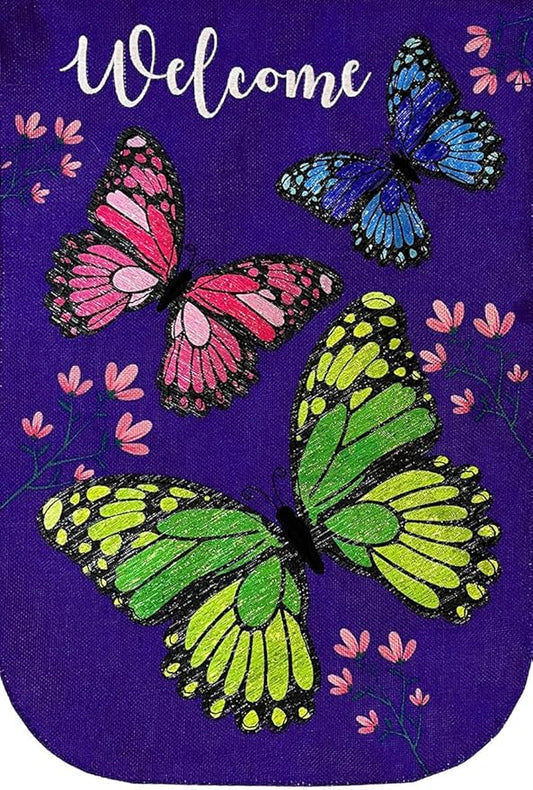 Butterfly Trio Spring Burlap Garden Flag 18" x 12.5" Briarwood Lane