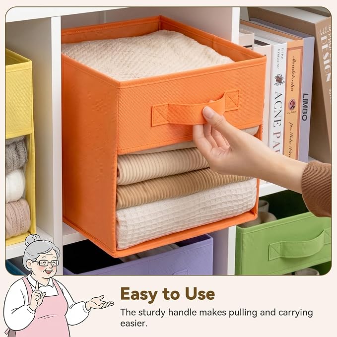 GRANNY SAYS 11x11 Storage Cube, Fabric Storage Bins, Rainbow, 6-Pack