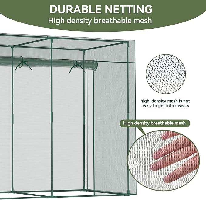 Crop Cages for Garden Plant, 9.8x3.3x6 Ft Plant Protection Tent with Zippered Door, Raised Garden Bed Cover with Frame, Wind-Resistant Plant Cages for Outdoor Plants Vegetable Flower