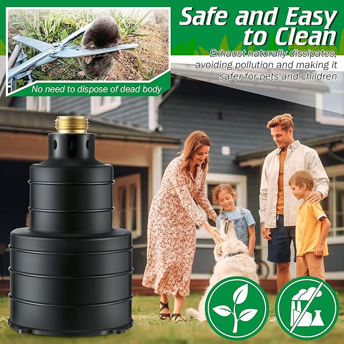 Qualirey 2 Pack Pest Control Exhaust Pipe Attachment Transport Exhaust from Car to Underground for Killing Outdoor Rodents Such as Moles, Gophers (FIT for Pipe in 2"-2.4"/3"-3.5" Diameter) (Black)