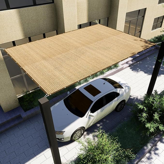 8'x 10' Pergola Shade Cover, Sand Outdoor Sun Shade Cloth with Grommets UV Block Privacy Screen for Patio, Garden, Backyard