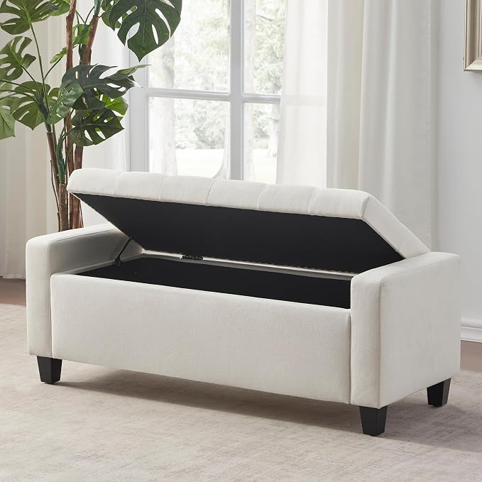 Zihanhome Ottoman with Storage, 48.8" Fabric Storage Ottoman Bench