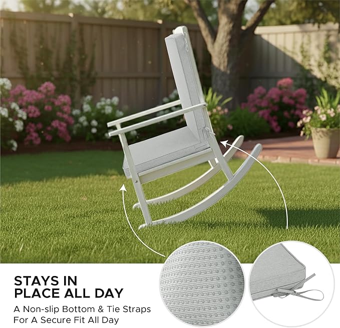 Outdoor Chair Cushions 20x20, Water-Resistant & Fade-Resistant, Patio Furniture Lawn Dining Chair Seat Replacement with High Back, Ties Zipper, Removable Cover, Set of 6, Light Grey