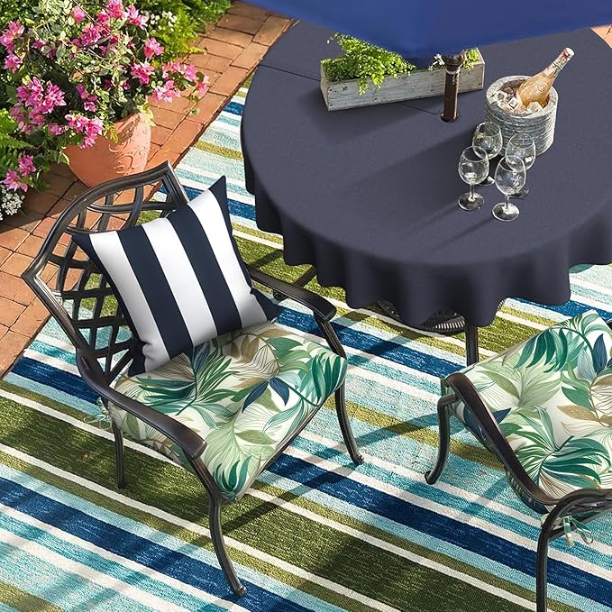 DYTXIII Set of 2 Outdoor Chair Cushions 19"x19"x4", Water Repellent Tufted Patio Seat Cushions with Ties, Thick Replacement Pads for Wicker Dining Chairs, Patio Furniture, Lush Leaf Green