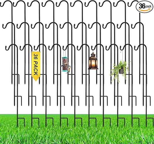 36 Pcs 24 Inch Shepherds Hook for Outdoor Adjustable Bird Feeder Pole Metal Steel Shepard Hooks for Hummingbird Stand Feeder Pole for Garden Plant, Lantern, Hanging Wedding Decor