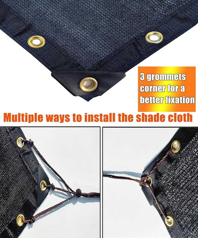 E.share 90%-95% Black Sun Shade Cloth 3FT x 10FT, Heavy Duty Outdoor Shade Netting with Reinforced Grommets, UV Resistant Breathable Fabric for Patio Garden Greenhouse Pergola Chicken Coop & Kennel