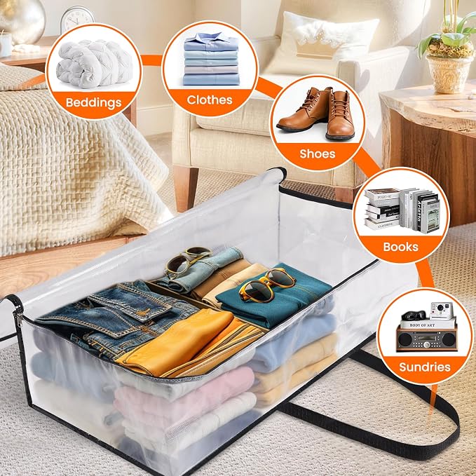 TasticTotes 8 Pack Clear Storage Bags for Comforter, 90L Long