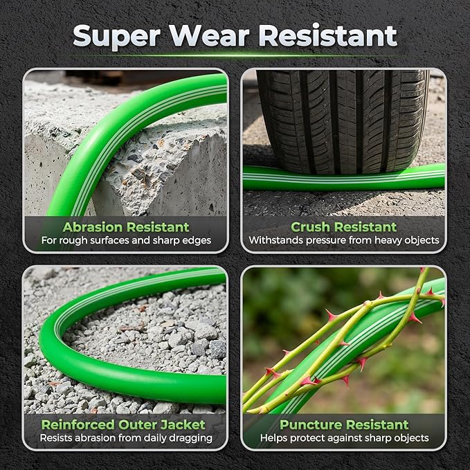 Garden Hose 100 Ft With 8-Pattern Spray Nozzle, 5/8" Lead-Free Flexible Water Hose With 3/4" Anodized Aircraft-Grade Aluminum Interface, Lightweight No-Kink Water Pipe For Lawn, Yard, Outdoor Cleaning