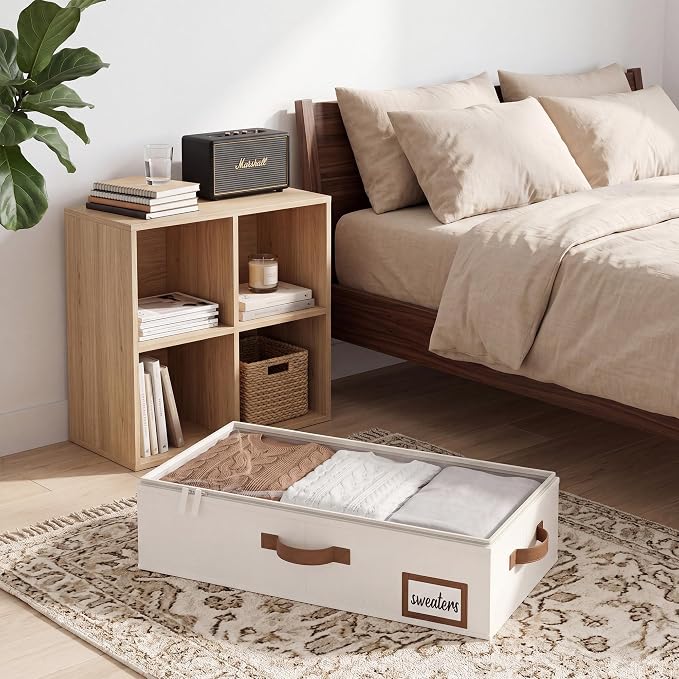 StorageWorks 5 Inch Low Profile Under Bed Storage Containers with Clear Lid