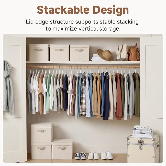 StorageWorks Fabric Storage Bins with Lids, Closet Storage Bins