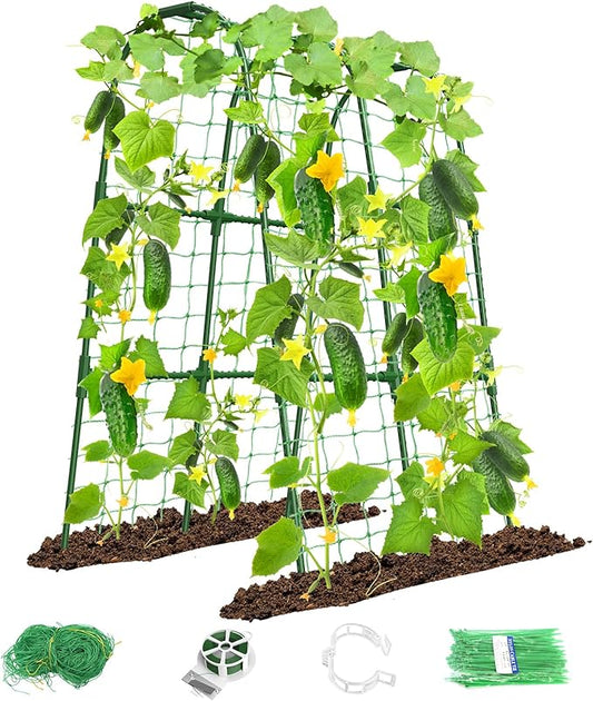 Cucumber Trellis for Raised Bed, U-Shape Garden Trellis for Climbing Plants Outdoor, Metal Arch Trellis for Vegetables, Plant Support for Tomato, Pea, Zucchini(31.5" L×30" W×47.2" H-Small)