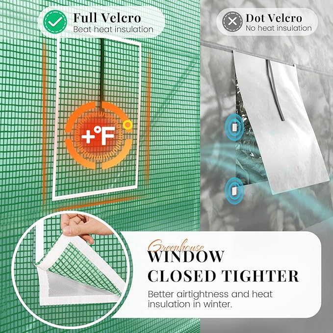 KING BIRD Premium 10x7x7 FT Greenhouse for Outdoors, Large Walk-in Heavy Duty Galvanized Steel Frame, Mesh Door Screen Window Tunnel Hoop Garden Plant Winter Hot House with Irrigation Kit, Green