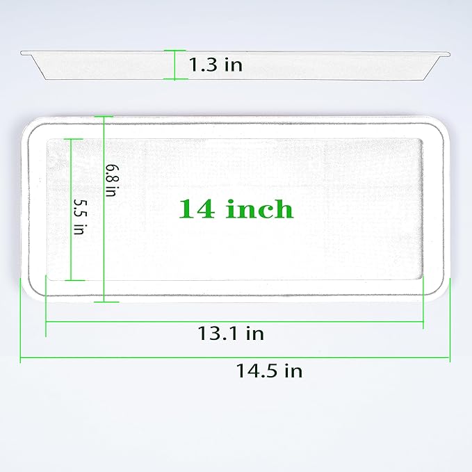 VUWEZ 2 Pack Rectangular Plastic Plant Saucer - 14.5" Terracotta, Indoor/Outdoor Plant Tray with Drip Protection