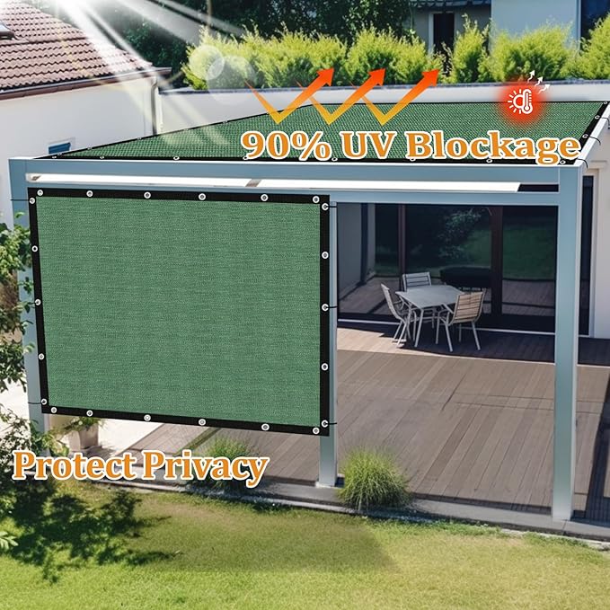 Shade&Beyond Customized Size 90% Sun Shade Cloth with Grommets, 9' X 18' Pergola Shade Cover Canopy, Mesh Tarp Sun Screens for Patio, Outdoor, Garden, Backyard GN01, Green