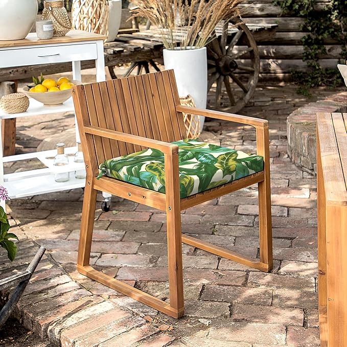 LVTXIII Outdoor Chair Cushions, Water Repellent Patio Furniture Cushions Outdoor Chair Pads with Ties for Dining Chairs and Garden Furniture, 18.5"x16"x2" Set of 4, Lush Leaf Jungle