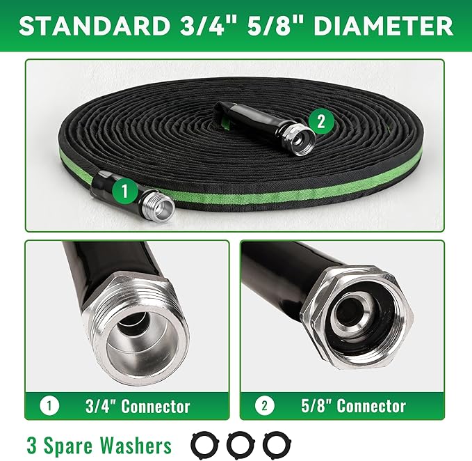 HERZO Garden Hose 50 FT, Lightweight, Ultra Flexible, Durable, Kink-Free Garden Hose, RV, Marine and Camper Hose